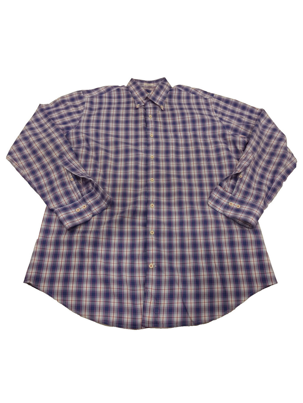 Peter Millar Shirt Mens Large Blue Purple White Plaid Long Sleeve Button Down L